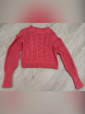 Free People Women's Cropped Cable-Knit Sweater - Coral Pink